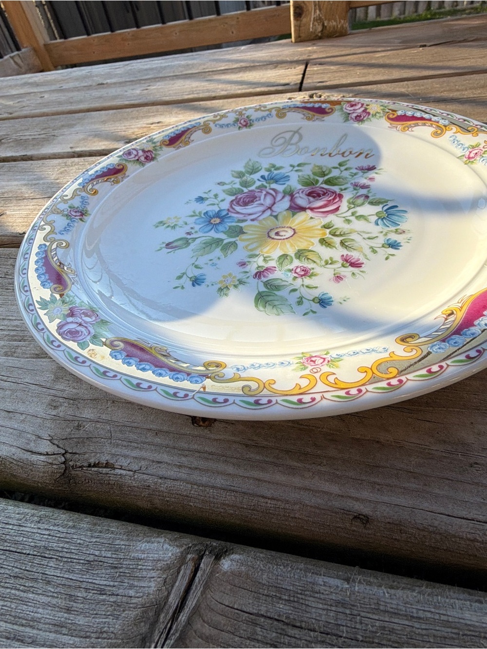 Vintage Limoges France “Bonbon” Floral Serving Bowl Plate Hand Decorated - Picture 11 of 13